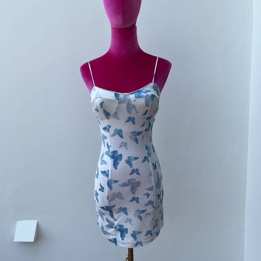 Princess Polly blue and white mini dress